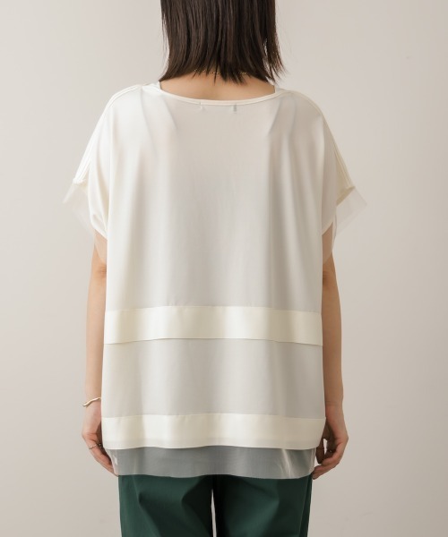 Bou Jeloud(ブージュルード)の「タイマルスクエア異素材切り替えプル(Tシャツ/カットソー・レディース・チャコールグレー/アイボリー・FREE)」の13枚目の写真