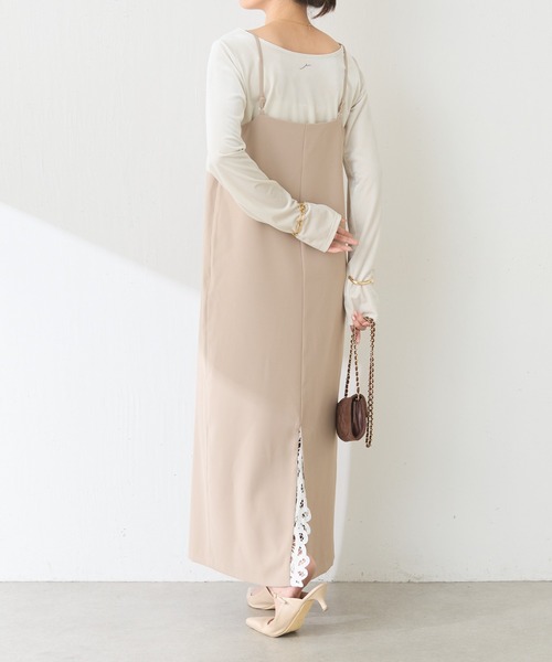 COLLAGE GALLARDAGALANTE(コラージュガリャルダガランテ)の「バックレースドッキングキャミワンピース/Nuel(ワンピース・レディース・ベージュ/ブラック・FREE)」の2枚目の写真