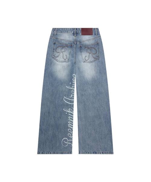 RIVETTE DRIFT LETTERING WIDE DENIM PANTS [BLUE]（デニムパンツ
