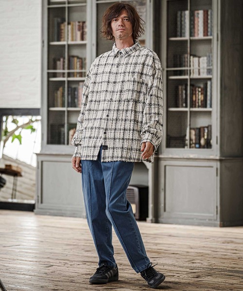 CAMBIO(カンビオ)の「ms6614-Textured Fringe Long Sleeve Shirt シャツ(PF-262-011)(シャツ/ブラウス・メンズ・ホワイト/ブラック・M/L)」の5枚目の写真