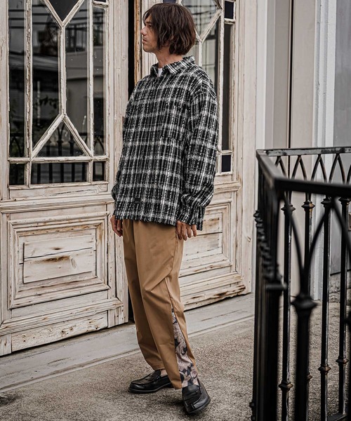 CAMBIO(カンビオ)の「ms6614-Textured Fringe Long Sleeve Shirt シャツ(PF-262-011)(シャツ/ブラウス・メンズ・ホワイト/ブラック・M/L)」の10枚目の写真