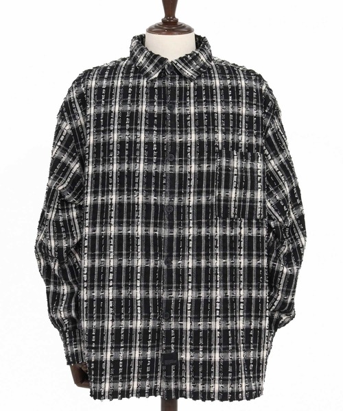 CAMBIO(カンビオ)の「ms6614-Textured Fringe Long Sleeve Shirt シャツ(PF-262-011)(シャツ/ブラウス・メンズ・ホワイト/ブラック・M/L)」の11枚目の写真