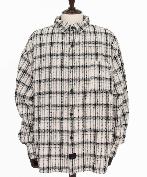 CAMBIO(カンビオ)の「ms6614-Textured Fringe Long Sleeve Shirt シャツ(PF-262-011)(シャツ/ブラウス・メンズ・ホワイト/ブラック・M/L)」の14枚目の写真