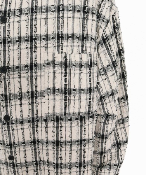 CAMBIO(カンビオ)の「ms6614-Textured Fringe Long Sleeve Shirt シャツ(PF-262-011)(シャツ/ブラウス・メンズ・ホワイト/ブラック・M/L)」の18枚目の写真
