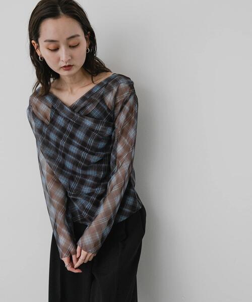 SENSE OF PLACE by URBAN RESEARCH(センスオブプレイスバイアーバンリサーチ)の「チェックシアードレープトップ(その他トップス・レディース・ブラウン系その他/レッド系その他・ONE)」の20枚目の写真