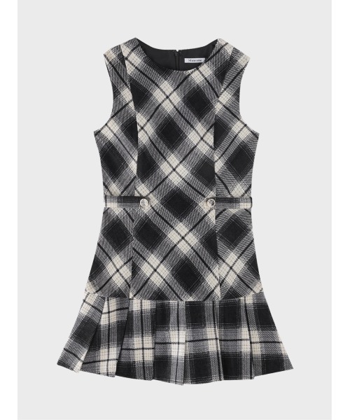 M me eme(エムミーエメ)の「Ombre check pleats mini onepiece(eme10864)(ワンピース・レディース・ブラウン/ブラック・FREE)」の4枚目の写真