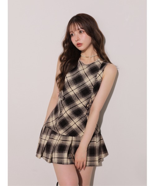 M me eme(エムミーエメ)の「Ombre check pleats mini onepiece(eme10864)(ワンピース・レディース・ブラウン/ブラック・FREE)」の5枚目の写真