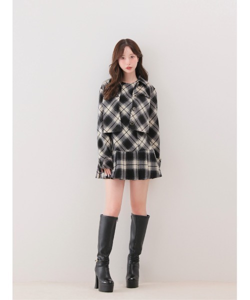 M me eme(エムミーエメ)の「Ombre check pleats mini onepiece(eme10864)(ワンピース・レディース・ブラウン/ブラック・FREE)」の13枚目の写真