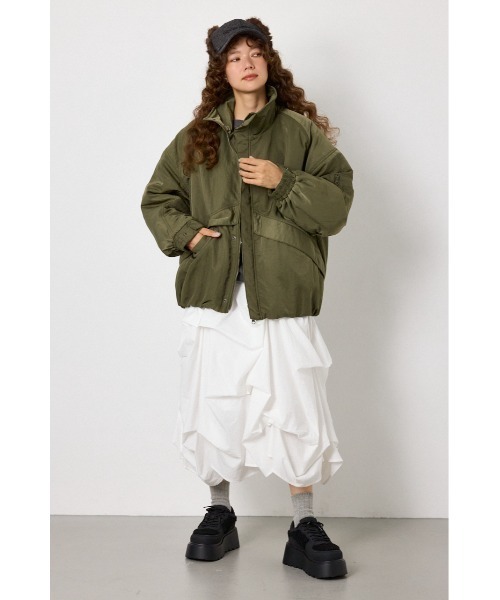 RODEO CROWNS WIDE BOWL（ロデオクラウンズワイドボウル）の「LEVEL5 STAND NECK ブルゾン（ブルゾン・レディース・ネイビー/ブラック/アイボリー/カーキ/レッド・FREE）」の14枚目の写真