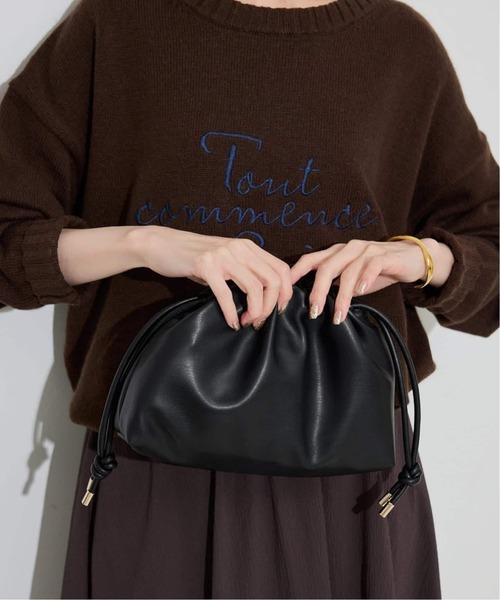 SLOBE IENA(スローブイエナ)の「《追加5》SLOBE 3WAY スムース巾着バッグ(クラッチバッグ・レディース・チョコ/チャコールグレー・FREE)」の13枚目の写真