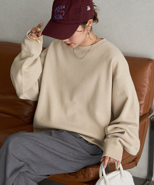 FREAK'S STORE(フリークスストア)の「\累計38,500枚突破/限定展開 ヘビーウェイト ショート ビッグ スウェット(スウェット・レディース・チャコールグレー/ライトグレー/ブラック/ベージュ/ネイビー/ブラウン/グレー/ピンク/グリーン/ナチュラル・フリ-)」の1枚目の写真