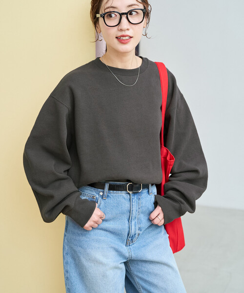 FREAK'S STORE(フリークスストア)の「\累計38,500枚突破/限定展開 ヘビーウェイト ショート ビッグ スウェット(スウェット・レディース・チャコールグレー/ライトグレー/ブラック/ベージュ/ネイビー/ブラウン/グレー/ピンク/グリーン/ナチュラル・フリ-)」の3枚目の写真