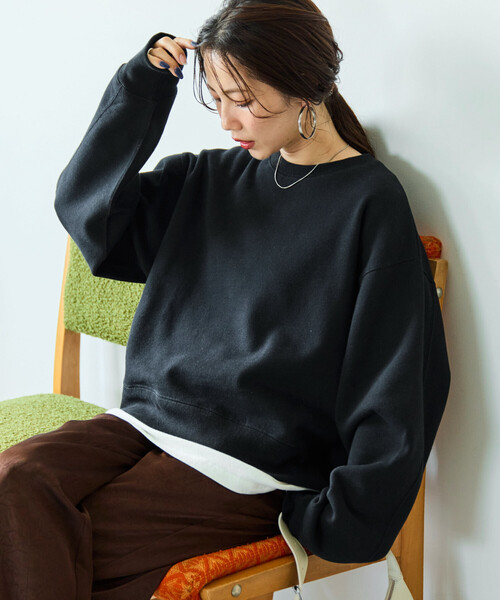 FREAK'S STORE(フリークスストア)の「\累計38,500枚突破/限定展開 ヘビーウェイト ショート ビッグ スウェット(スウェット・レディース・チャコールグレー/ライトグレー/ブラック/ベージュ/ネイビー/ブラウン/グレー/ピンク/グリーン/ナチュラル・フリ-)」の2枚目の写真
