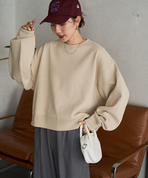 FREAK'S STORE(フリークスストア)の「\累計38,500枚突破/限定展開 ヘビーウェイト ショート ビッグ スウェット(スウェット・レディース・チャコールグレー/ライトグレー/ブラック/ベージュ/ネイビー/ブラウン/グレー/ピンク/グリーン/ナチュラル・フリ-)」の11枚目の写真