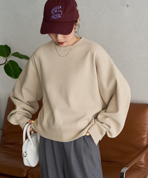 FREAK'S STORE(フリークスストア)の「\累計38,500枚突破/限定展開 ヘビーウェイト ショート ビッグ スウェット(スウェット・レディース・チャコールグレー/ライトグレー/ブラック/ベージュ/ネイビー/ブラウン/グレー/ピンク/グリーン/ナチュラル・フリ-)」の14枚目の写真