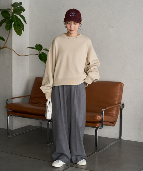 FREAK'S STORE(フリークスストア)の「\累計38,500枚突破/限定展開 ヘビーウェイト ショート ビッグ スウェット(スウェット・レディース・チャコールグレー/ライトグレー/ブラック/ベージュ/ネイビー/ブラウン/グレー/ピンク/グリーン/ナチュラル・フリ-)」の15枚目の写真