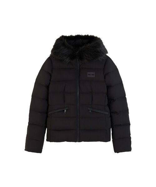 tommy jeans（トミー ジーンズ）の「【ZOZO限定】ファーフード ショートダウンジャケット（ダウンジャケット/コート・レディース・ブラック/ホワイト・X-SMALL/MEDIUM/SMALL）」の4枚目の写真