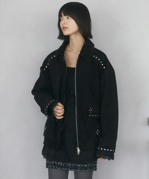 Firsthand（ファーストハンド）の「Firsthand/ファーストハンド ゴートレザー スタッズ ブルゾン【限定展開】 / Goat Leather Studs Blouson（ブルゾン・レディース・ブラック/ダークブラウン・FREE）」の10枚目の写真