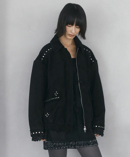 Firsthand（ファーストハンド）の「Firsthand/ファーストハンド ゴートレザー スタッズ ブルゾン【限定展開】 / Goat Leather Studs Blouson（ブルゾン・レディース・ブラック/ダークブラウン・FREE）」の14枚目の写真
