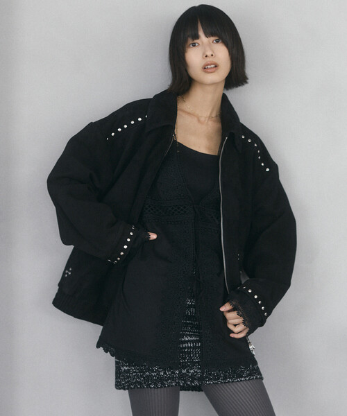 Firsthand（ファーストハンド）の「Firsthand/ファーストハンド ゴートレザー スタッズ ブルゾン【限定展開】 / Goat Leather Studs Blouson（ブルゾン・レディース・ブラック/ダークブラウン・FREE）」の15枚目の写真