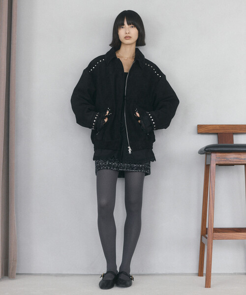 Firsthand（ファーストハンド）の「Firsthand/ファーストハンド ゴートレザー スタッズ ブルゾン【限定展開】 / Goat Leather Studs Blouson（ブルゾン・レディース・ブラック/ダークブラウン・FREE）」の17枚目の写真
