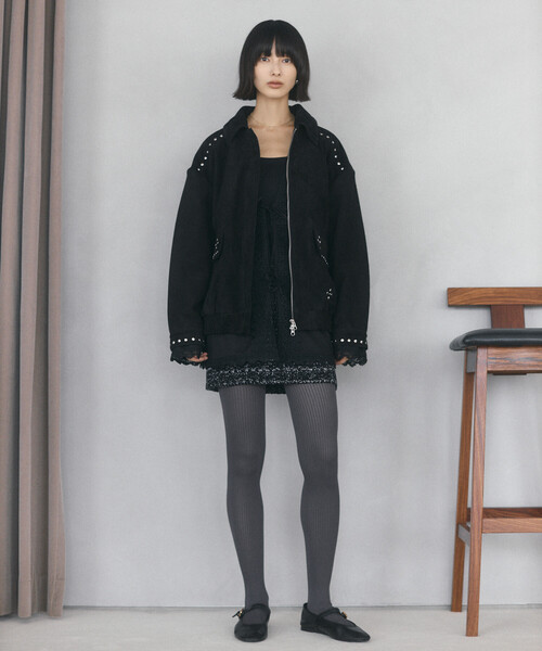 Firsthand（ファーストハンド）の「Firsthand/ファーストハンド ゴートレザー スタッズ ブルゾン【限定展開】 / Goat Leather Studs Blouson（ブルゾン・レディース・ブラック/ダークブラウン・FREE）」の21枚目の写真