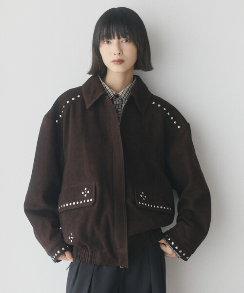 Firsthand（ファーストハンド）の「Firsthand/ファーストハンド ゴートレザー スタッズ ブルゾン【限定展開】 / Goat Leather Studs Blouson（ブルゾン・レディース・ブラック/ダークブラウン・FREE）」の3枚目の写真