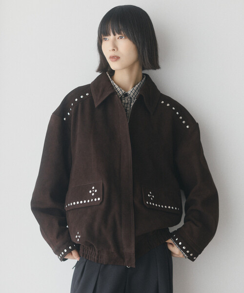 Firsthand（ファーストハンド）の「Firsthand/ファーストハンド ゴートレザー スタッズ ブルゾン【限定展開】 / Goat Leather Studs Blouson（ブルゾン・レディース・ブラック/ダークブラウン・FREE）」の4枚目の写真