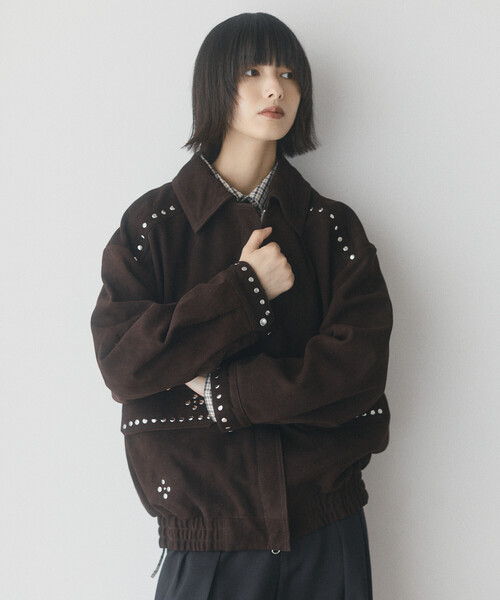 Firsthand（ファーストハンド）の「Firsthand/ファーストハンド ゴートレザー スタッズ ブルゾン【限定展開】 / Goat Leather Studs Blouson（ブルゾン・レディース・ブラック/ダークブラウン・FREE）」の5枚目の写真