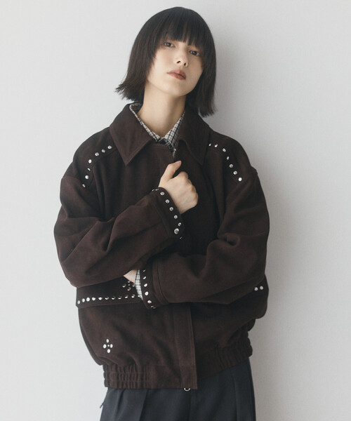 Firsthand（ファーストハンド）の「Firsthand/ファーストハンド ゴートレザー スタッズ ブルゾン【限定展開】 / Goat Leather Studs Blouson（ブルゾン・レディース・ブラック/ダークブラウン・FREE）」の6枚目の写真