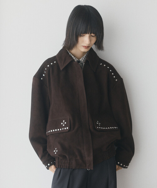 Firsthand（ファーストハンド）の「Firsthand/ファーストハンド ゴートレザー スタッズ ブルゾン【限定展開】 / Goat Leather Studs Blouson（ブルゾン・レディース・ブラック/ダークブラウン・FREE）」の7枚目の写真