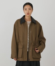 レザー衿ハンティングジャケット