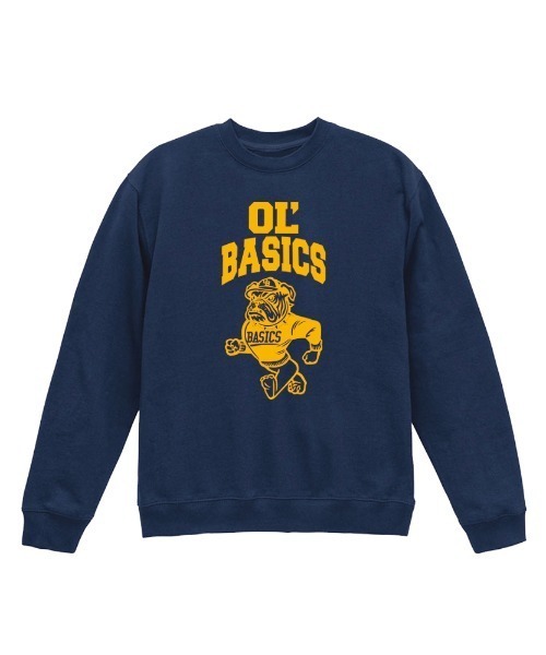 Ol' Basics(オールベーシックス)の「Ol' Basics(オール・ベーシックス) トレーナー スウェット ブルドッグイラスト プリント 裏毛 トップス メンズ ユニセックス(スウェット・メンズ・ゴールド/インディゴブルー/モスグリーン/アッシュ・M/L/XL)」の3枚目の写真