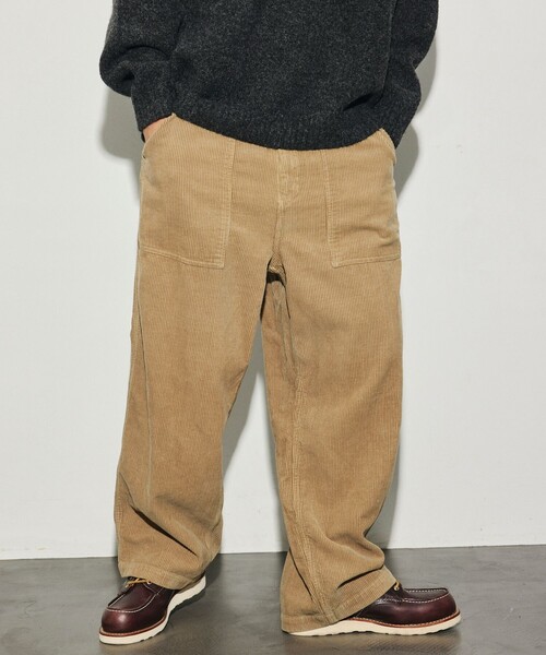 HINSON(ヒンソン)の「HINSON/ヒンソン 限定展開 HINSON 別注 ワイドストレート コーデュロイ ファティーグパンツ(その他パンツ・メンズ・ベージュ/チャコールグレー/ブラウン/ブラック/オリーブ・LARGE/MEDIUM/SMALL)」の4枚目の写真
