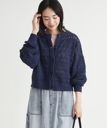 スカシ柄ニットカーディガン