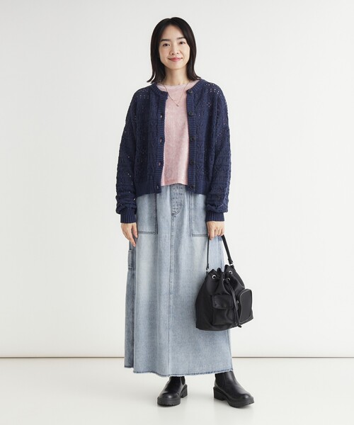 HONEYSUCKLE ROSE（ハニーサックルローズ）の「スカシ柄ニットカーディガン（カーディガン/ボレロ・レディース・ネイビー/モスグリーン・05/04）」の7枚目の写真