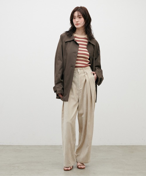 LARUTA（ラルータ）の「【LARUTA】[Web限定］ツイルステンカラーミドルコート（ステンカラーコート・レディース・ベージュ/ブラウン・FREE）」の8枚目の写真