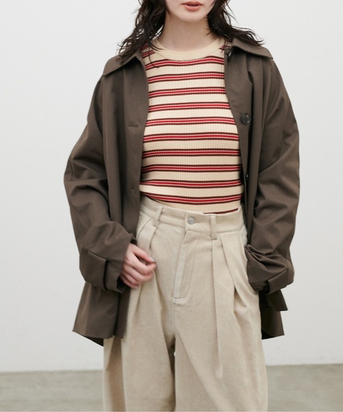 LARUTA（ラルータ）の「【LARUTA】[Web限定］ツイルステンカラーミドルコート（ステンカラーコート・レディース・ベージュ/ブラウン・FREE）」の4枚目の写真