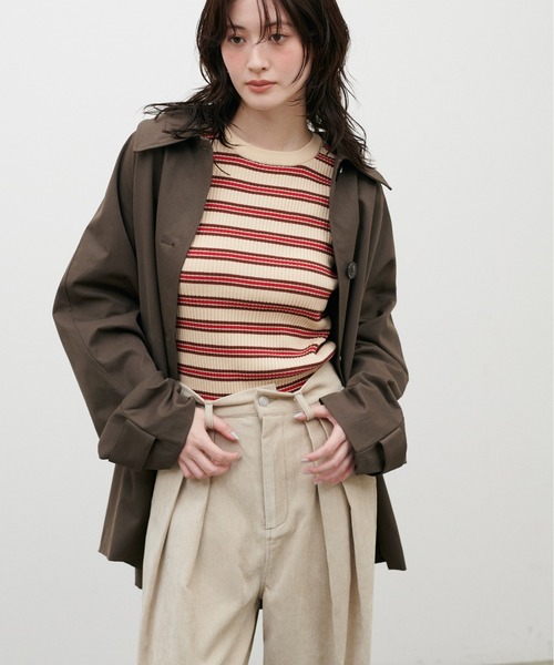 LARUTA（ラルータ）の「【LARUTA】[Web限定］ツイルステンカラーミドルコート（ステンカラーコート・レディース・ベージュ/ブラウン・FREE）」の5枚目の写真