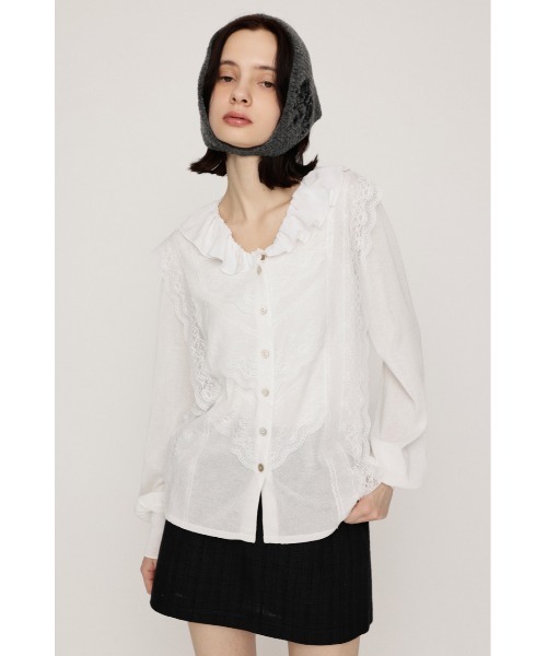 SLY(スライ)の「CLASSICAL HG KNIT BL クラシックハイゲージニットブラウス 秋服(シャツ/ブラウス・レディース・ブラウン/オフホワイト・FREE)」の3枚目の写真
