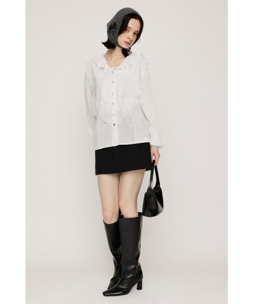 SLY(スライ)の「CLASSICAL HG KNIT BL クラシックハイゲージニットブラウス 秋服(シャツ/ブラウス・レディース・ブラウン/オフホワイト・FREE)」の4枚目の写真