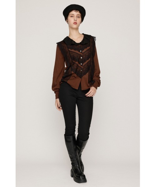 SLY(スライ)の「CLASSICAL HG KNIT BL クラシックハイゲージニットブラウス 秋服(シャツ/ブラウス・レディース・ブラウン/オフホワイト・FREE)」の15枚目の写真