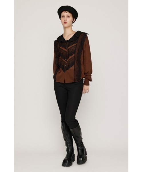 SLY(スライ)の「CLASSICAL HG KNIT BL クラシックハイゲージニットブラウス 秋服(シャツ/ブラウス・レディース・ブラウン/オフホワイト・FREE)」の16枚目の写真
