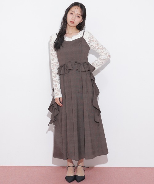 JILL by JILL STUART(ジルバイジルスチュアート)の「チェックキャミジャンスカ(ワンピース・レディース・ブラウン系その他/グレー系その他・FREE)」の2枚目の写真