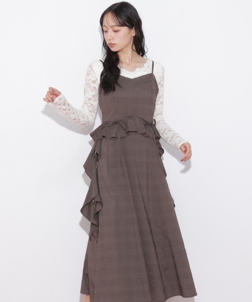 JILL by JILL STUART(ジルバイジルスチュアート)の「チェックキャミジャンスカ(ワンピース・レディース・ブラウン系その他/グレー系その他・FREE)」の4枚目の写真