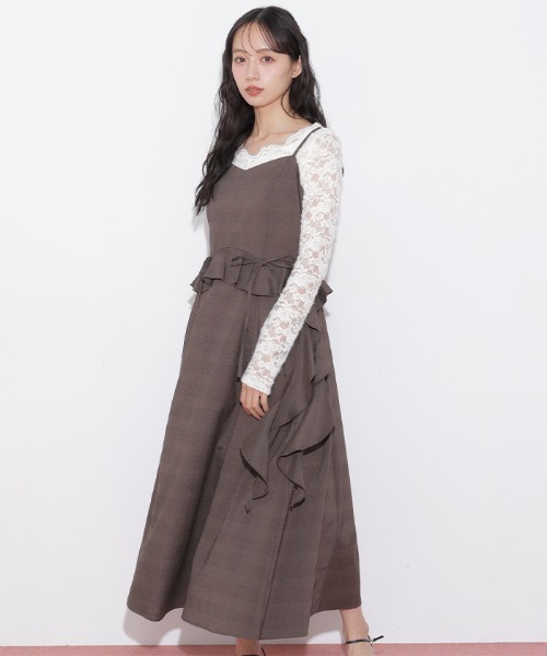 JILL by JILL STUART(ジルバイジルスチュアート)の「チェックキャミジャンスカ(ワンピース・レディース・ブラウン系その他/グレー系その他・FREE)」の3枚目の写真