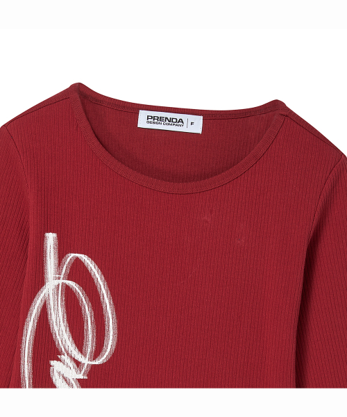 PRENDA(プレンダ)の「SCRIPTロゴ スリム長袖 ボルドー(Tシャツ/カットソー・レディース・その他・FREE)」の5枚目の写真