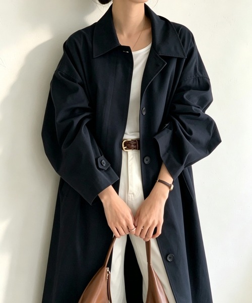 Aelina(エリナ)の「取り外し可能なフード付きロング丈トレンチコート(トレンチコート・レディース・ブラック/オフホワイト/モカ・FREE)」の19枚目の写真