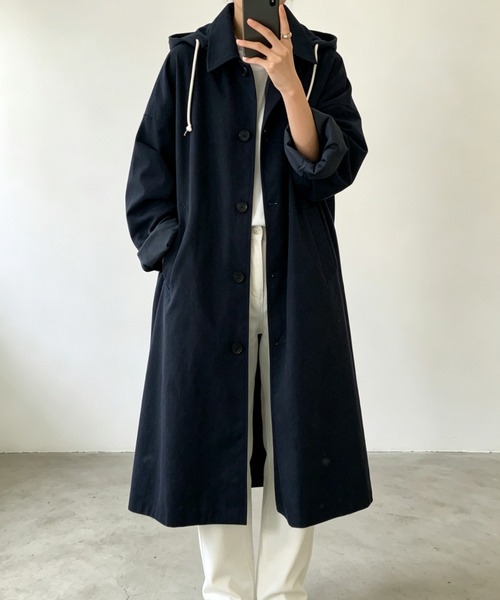 Aelina(エリナ)の「取り外し可能なフード付きロング丈トレンチコート(トレンチコート・レディース・ブラック/オフホワイト/モカ・FREE)」の22枚目の写真