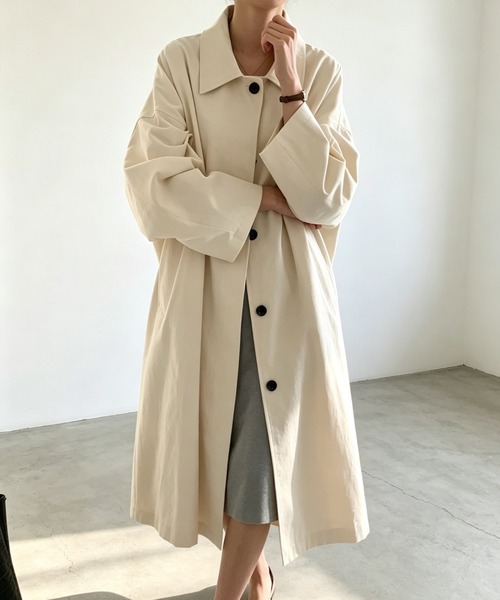 Aelina(エリナ)の「取り外し可能なフード付きロング丈トレンチコート(トレンチコート・レディース・ブラック/オフホワイト/モカ・FREE)」の11枚目の写真